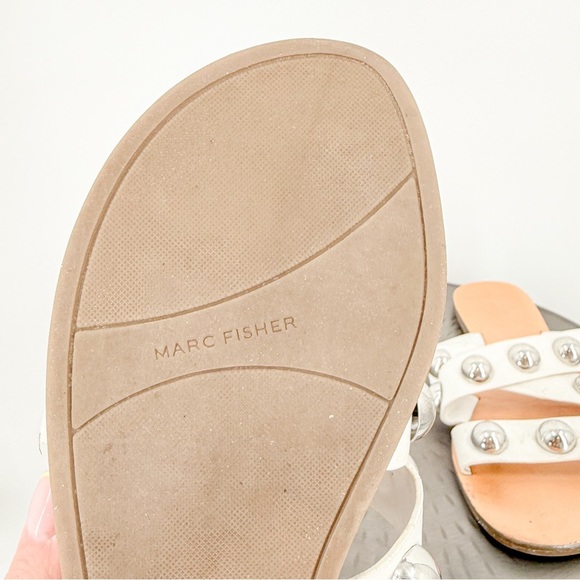 Marc Fisher White Silver Studded Sandals - Picture 3 of 4